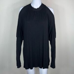 Poliana Fashion Black Cold Shoulder Long Sleeve Top